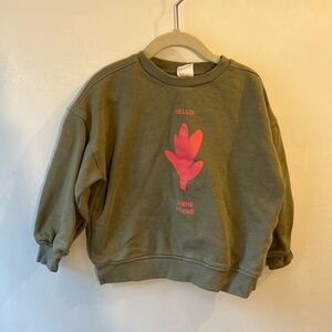 Zara Olive Sweatshirt with orange Graphic